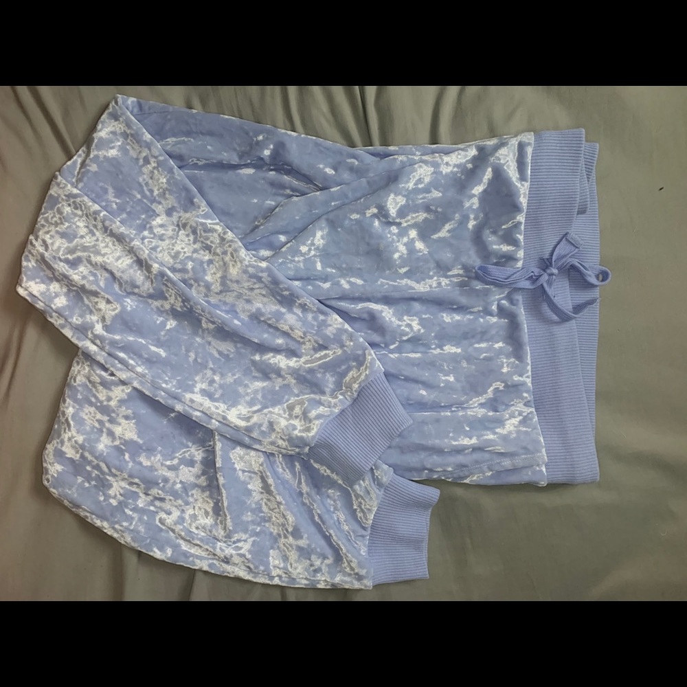 Periwinkle Crushed Velvet Joggers